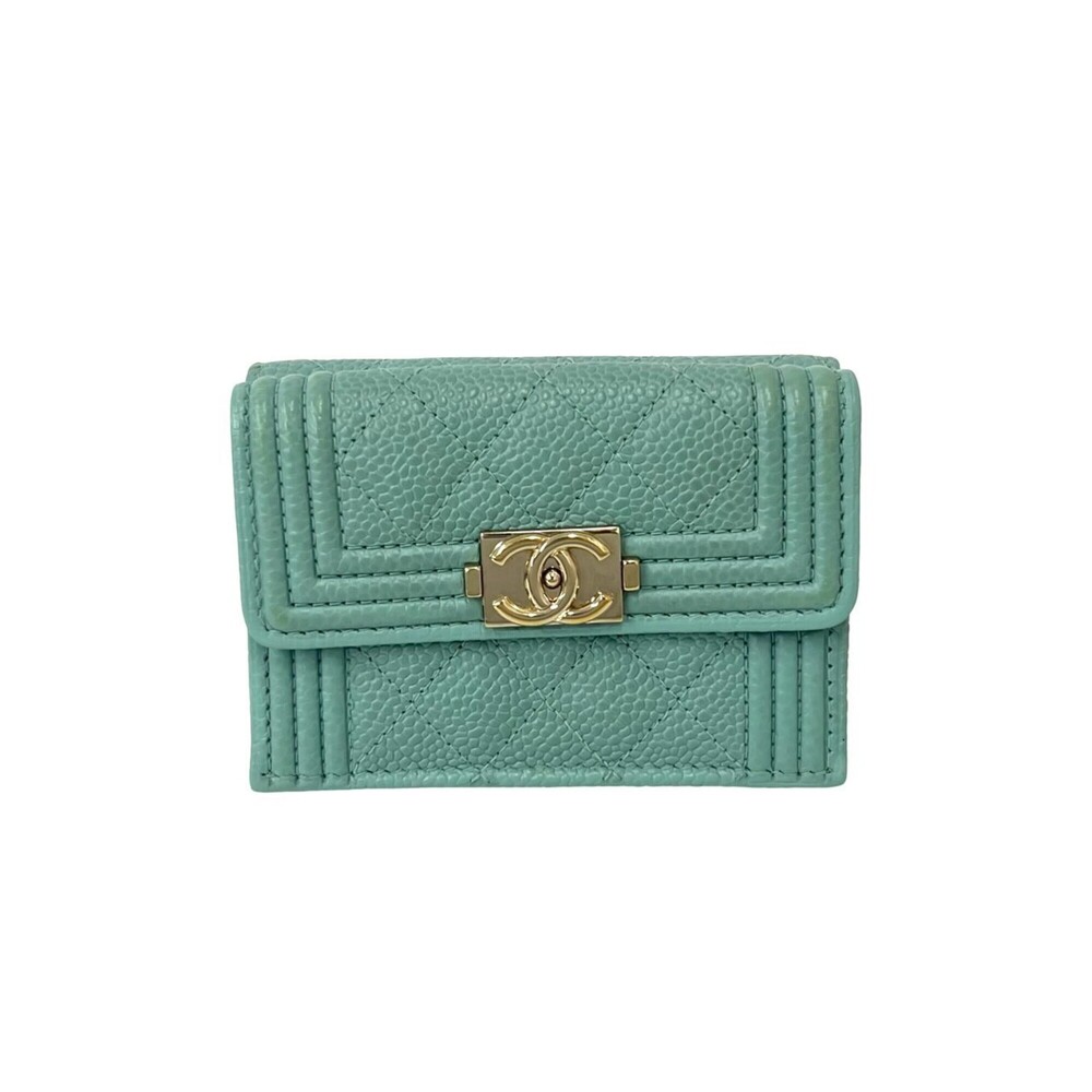 CHANEL Blue Caviar Leather Wallet